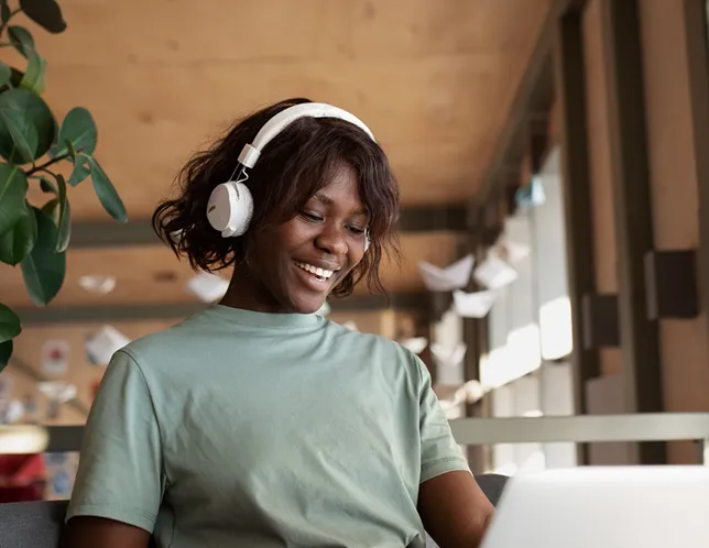 Girl working outdoors